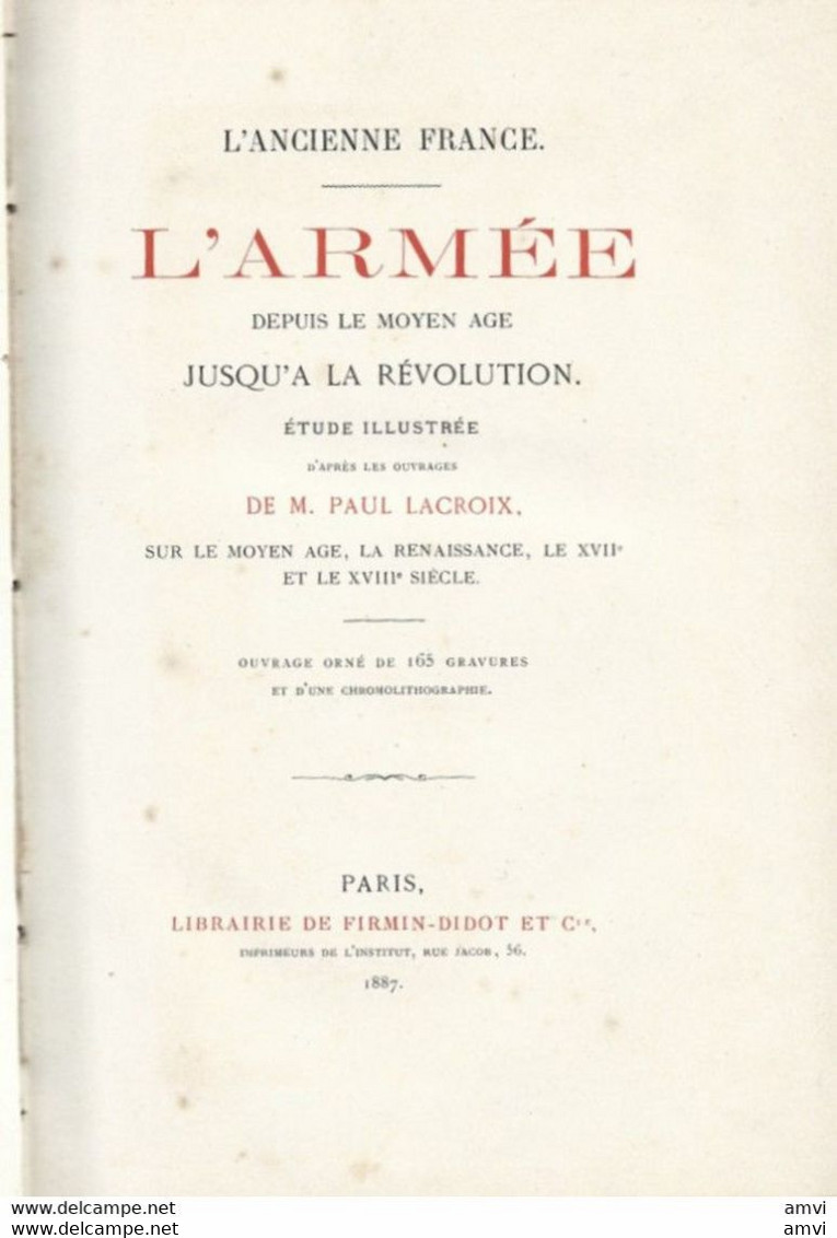 (eta01) L'armée Depuis Le Moyen Âge Jusqu'à La Révolution - Paul Lacroix - 1887 - Französisch