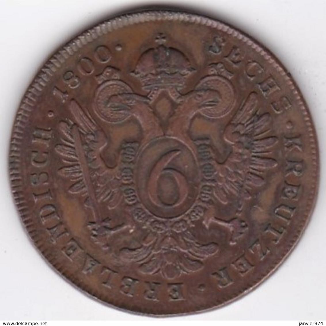 Autriche . 6 Kreuzer 1800 A Vienne,  Franz II. En Cuivre, KM# 2128, Superbe - Austria