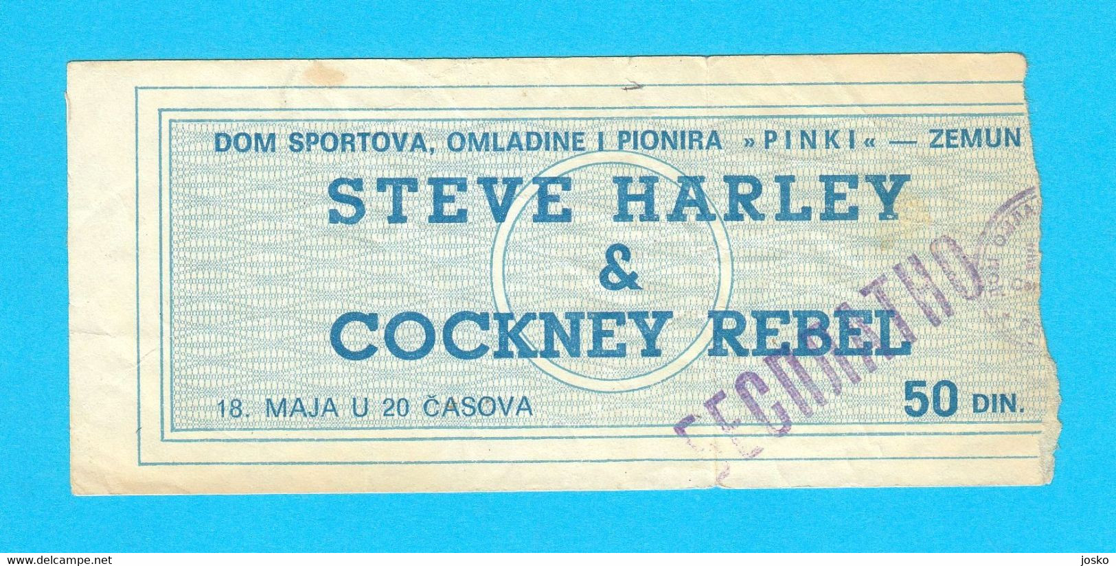 STEVE HARLEY & COCKNEY REBEL - Orig. Vintage Ticket Of Yugoslav Concert 1977 * Glam Rock Musique Billet England British - Tickets De Concerts