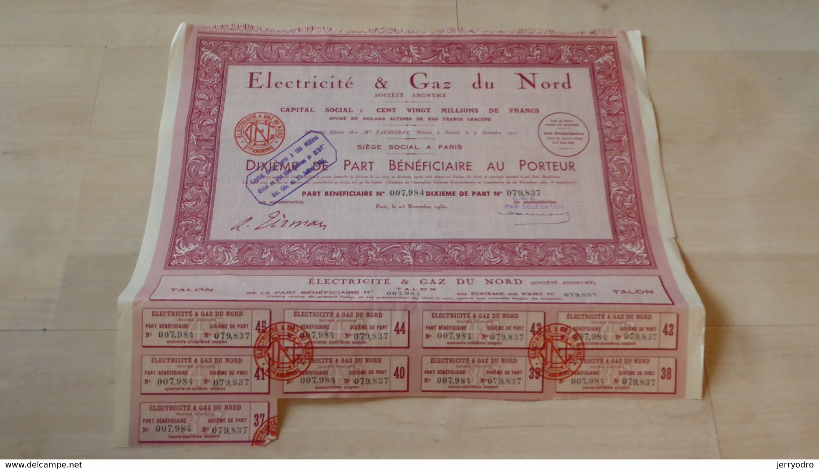 ELECTRICITE & GAZ DU NORD - 1930q - D - F