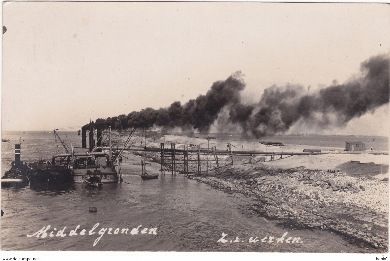 Afsluitdijk Zuiderzeewerken Middelgronden Oude Fotokaart OB1185 - Den Oever (& Afsluitdijk)