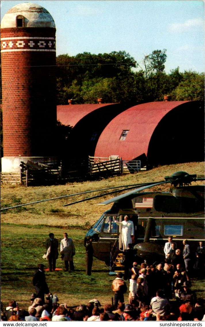 Iowa Pope John Paul II Emerges From Marine Helicopter At Living History Farms Near Des Moines October 1979 - Des Moines