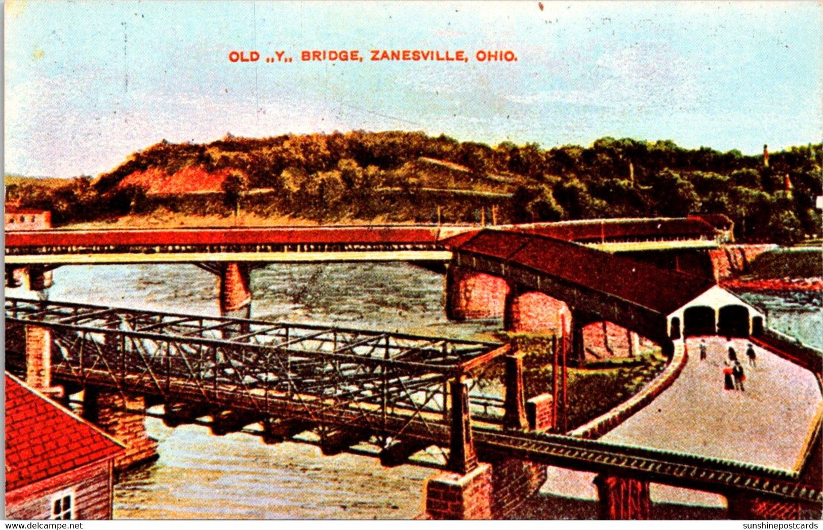 Ohio Zanesville Covered Timber "Y" Bridge - Zanesville