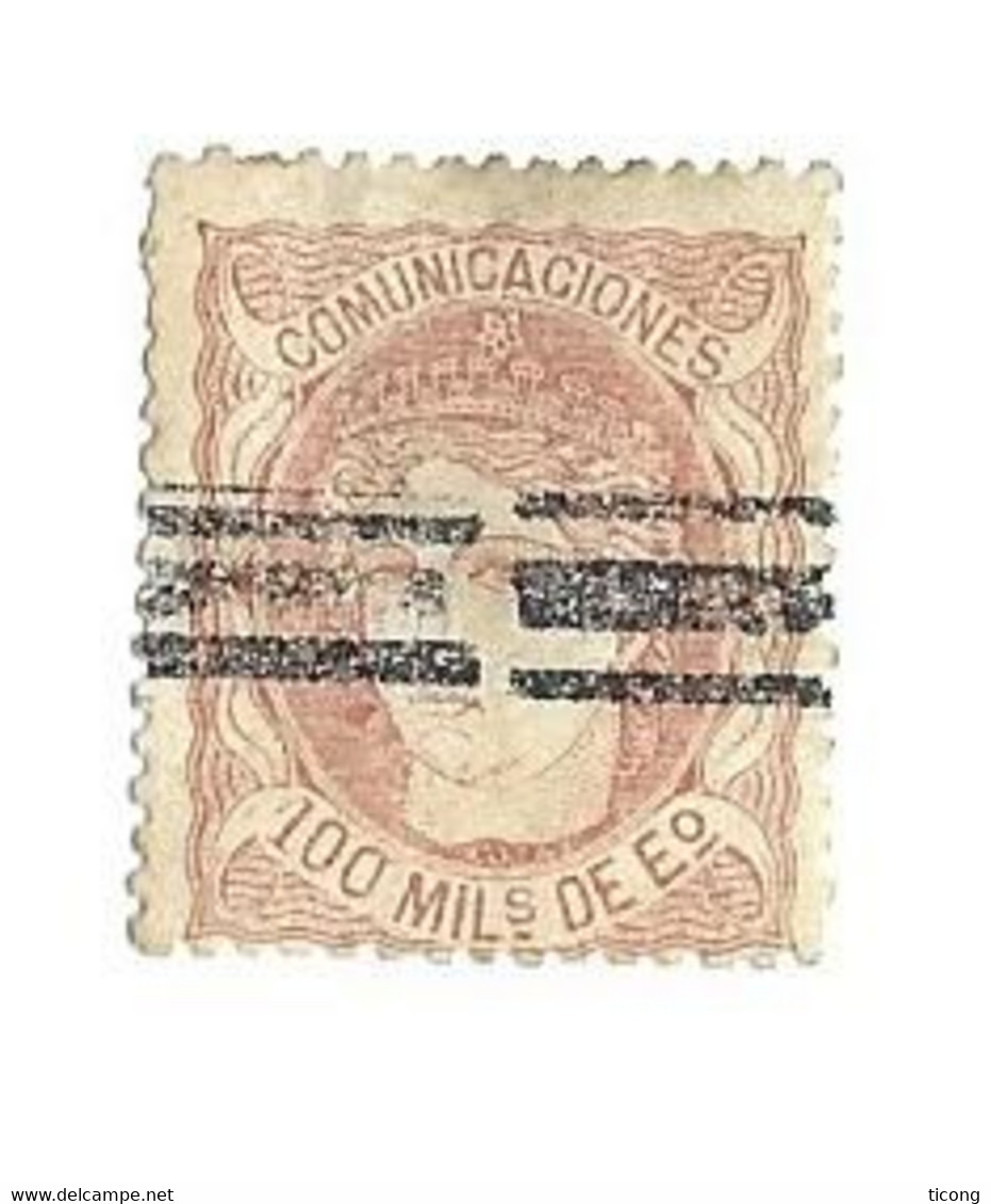ESPAGNE 1870 - FIGURE DE FEMME ALEGORIQUE NUMERO YVERT ET TELLIER 108, MARQUE D ANNULATION, VOIR LE SCANNER - Used Stamps