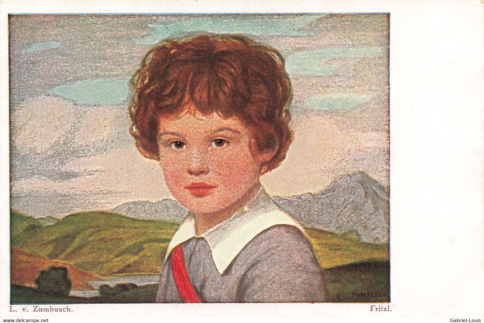 L. V. Zumbusch Fritzl. - Portrait D'un Enfant - Zumbusch, Ludwig V.