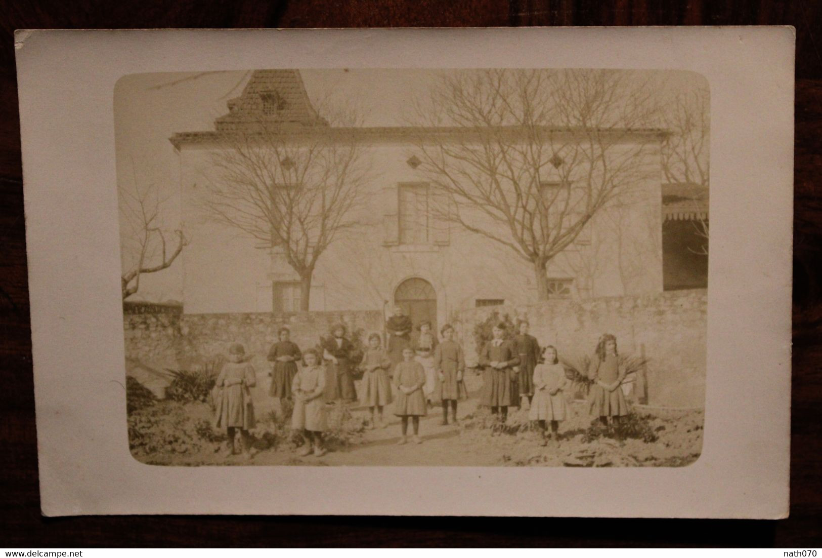 Carte Photo 1900's CPA Ak Ecole Filles Pensionnat Pension Bromure Animée Baboulene à Lamonjoie Lot Et Garonne 47 - Schools