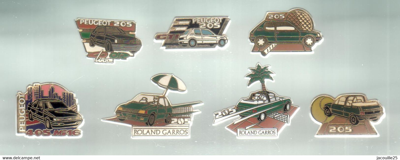 PINS PIN'S AUTO PEUGEOT 716 EGF  AUTOMOBILE 205 405 MI16  RG ROLLAND GAROS TENNIS LOT 7 PINS DONT 2 AB ARTHUS - Peugeot