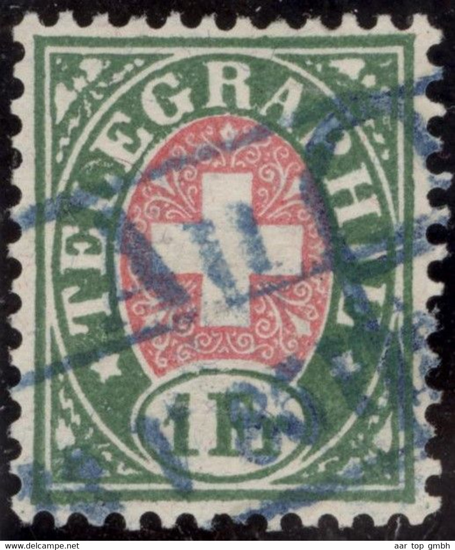 Heimat SG AU 1885-05-13 Blau Stempel Auf Zu#18 Telegrapfen-Marke 1Fr. - Télégraphe
