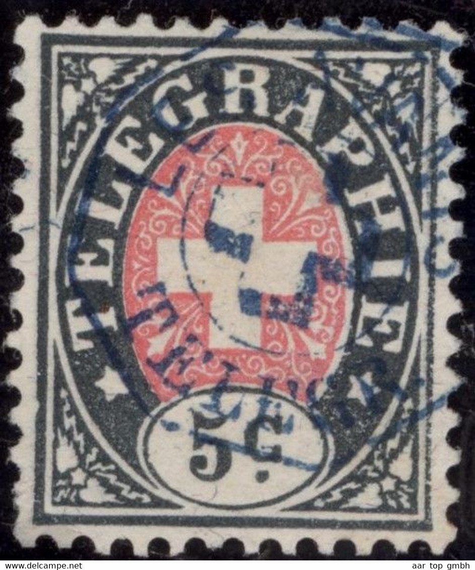 Heimat VD LES AVANTS ~1885 Violett-blauer Telegraphen-Stempel Auf Zu#11 Telegrapfen-Marke 5Rp. - Télégraphe