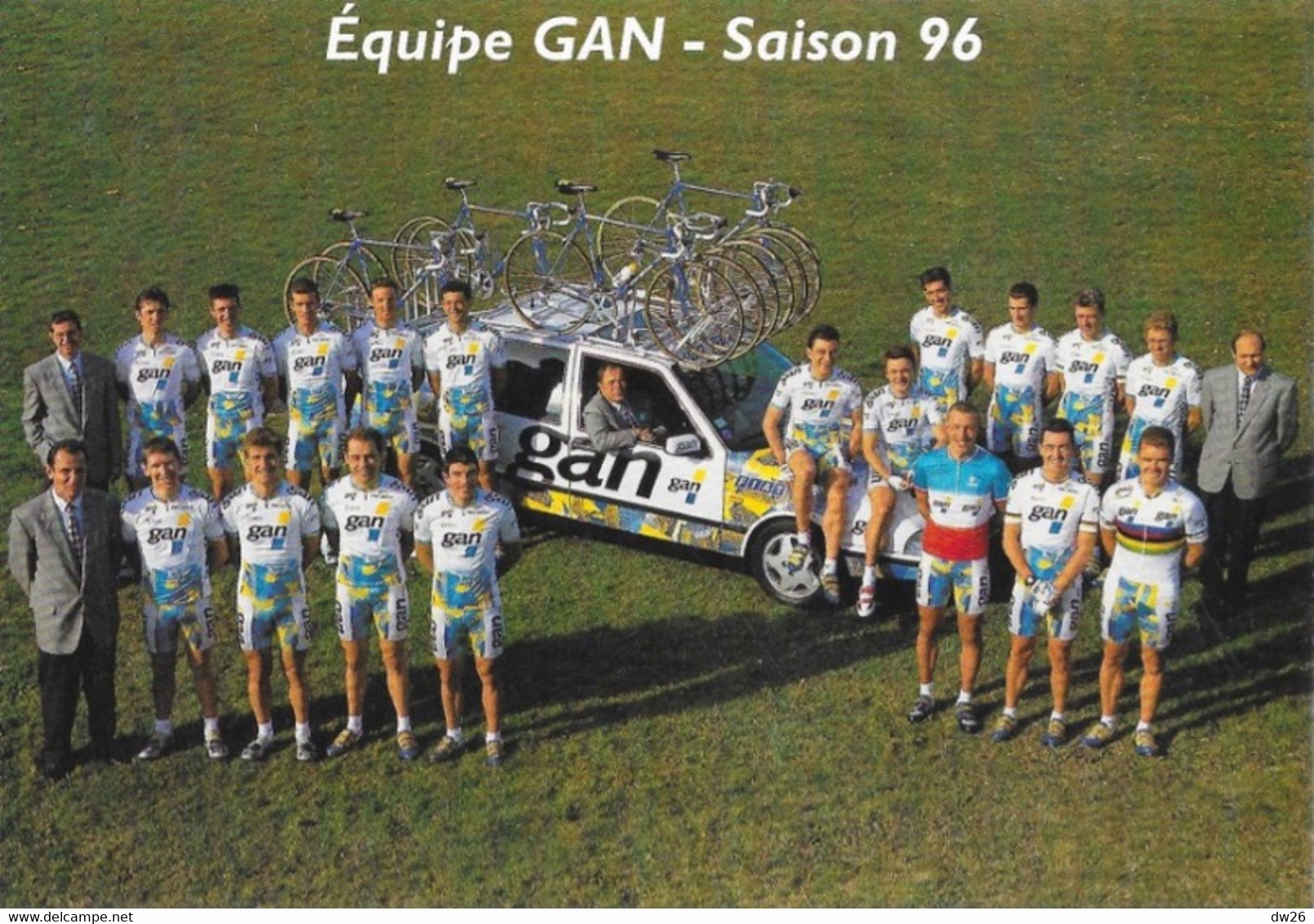 Fiche Cyclisme - Equipe Cycliste Professionnelle GAN Saison 96 (1996) Avec Noms Des Coureurs Et Staff - Sports