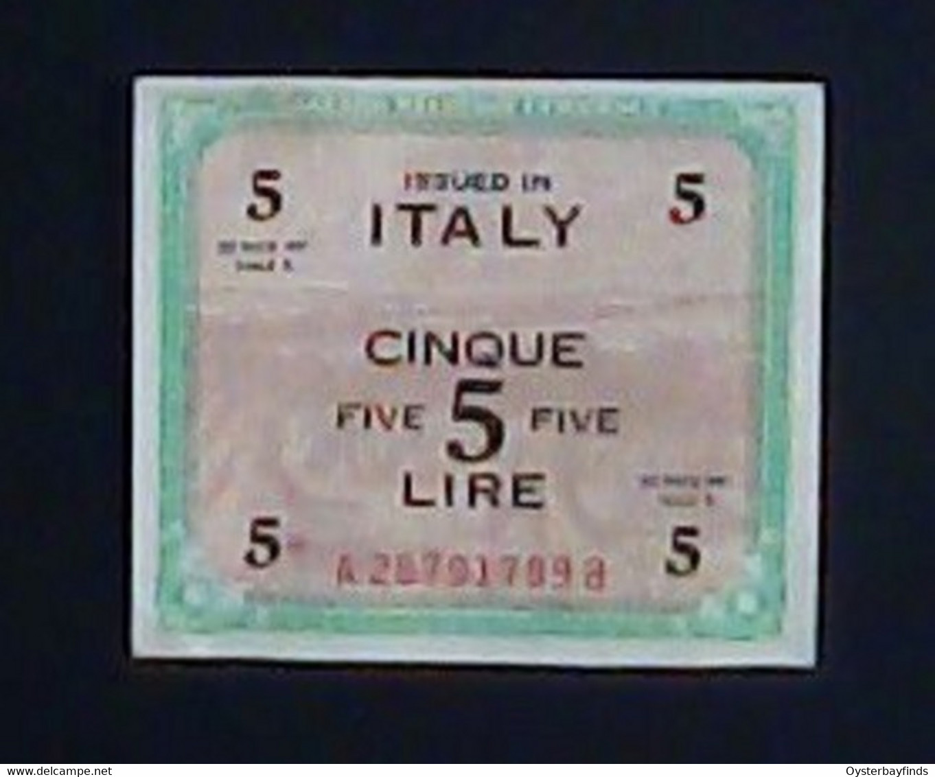 Italy 1943: 5 Lira - 2. WK - Alliierte Besatzung