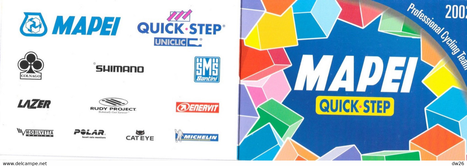 Fiche Cyclisme - Equipe Cycliste Professionnelle MAPEI Quick-Stup (Professional Cycling Team) Carte Double - Sport