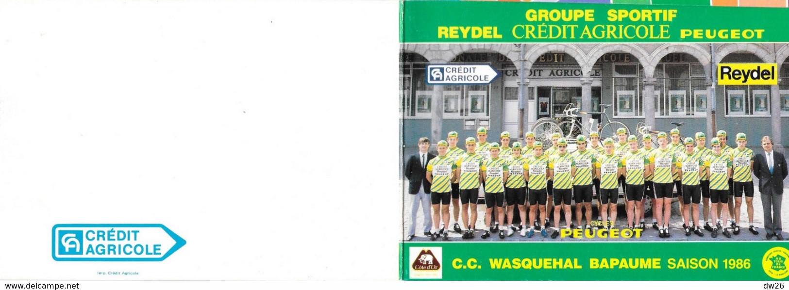 Fiche Cyclisme - Equipe Cycliste C.C. Wasquehal Bapaume, Saison 1986 (Groupe Sportif Crédit Agricole) Carte Invitation - Sport