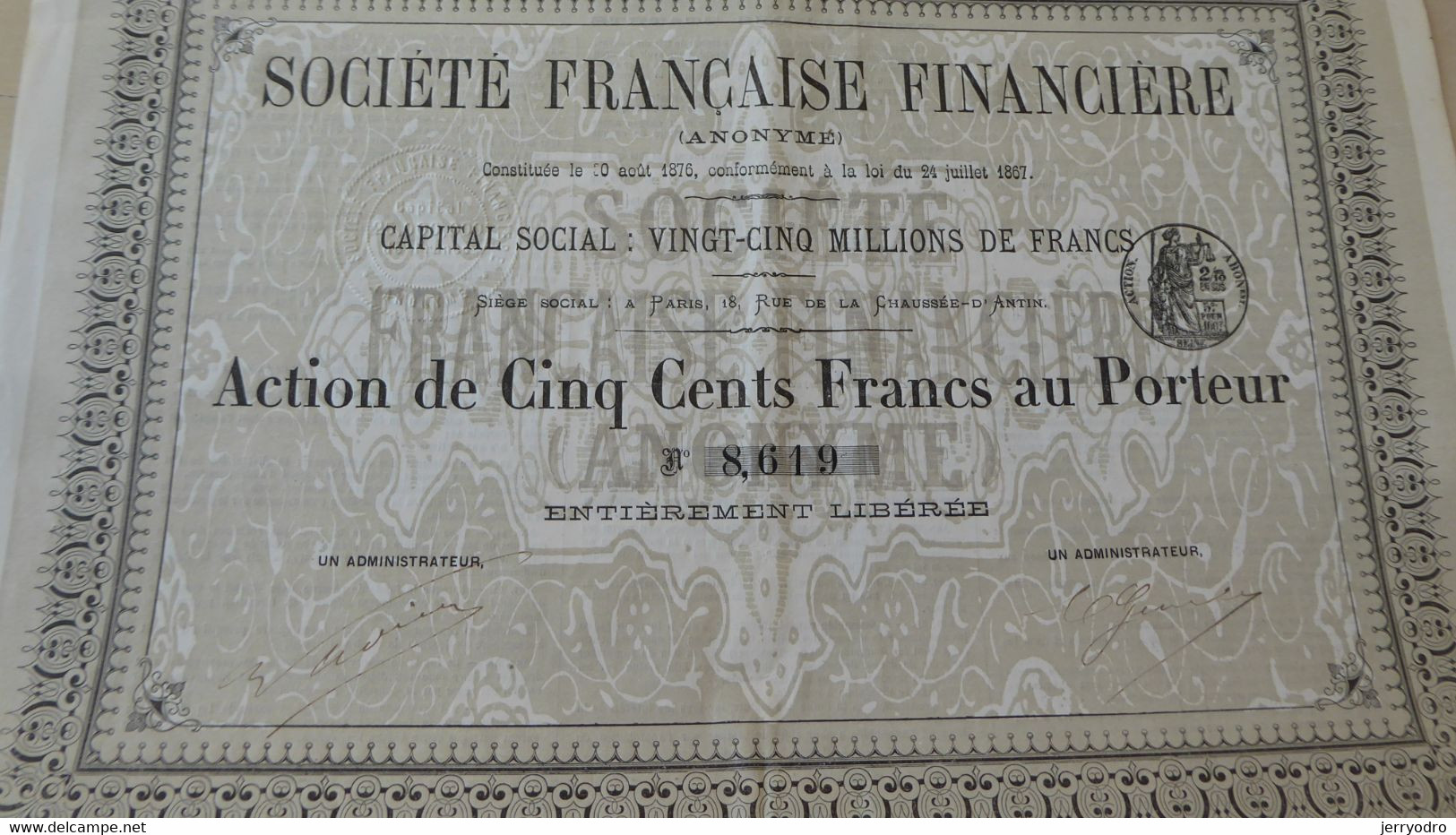 SOCIETE FRANCAISE FINANCIERE - 1876q - S - V