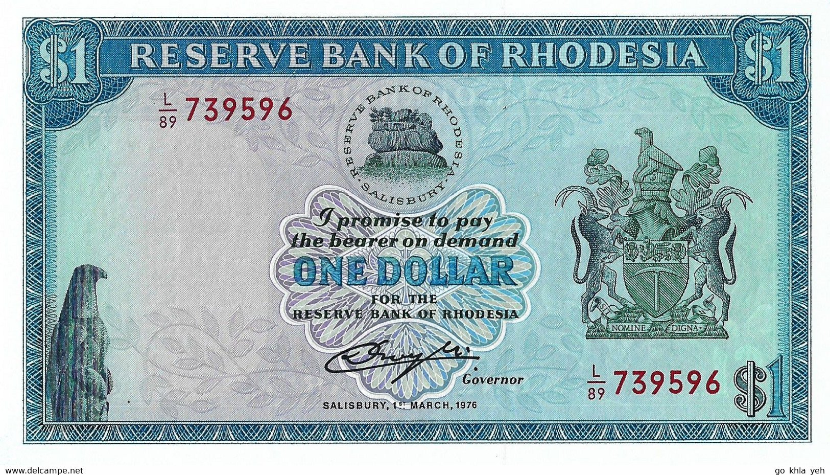 RHODESIE 1976 1 Dollar - P.34a  Neuf UNC - Rhodésie