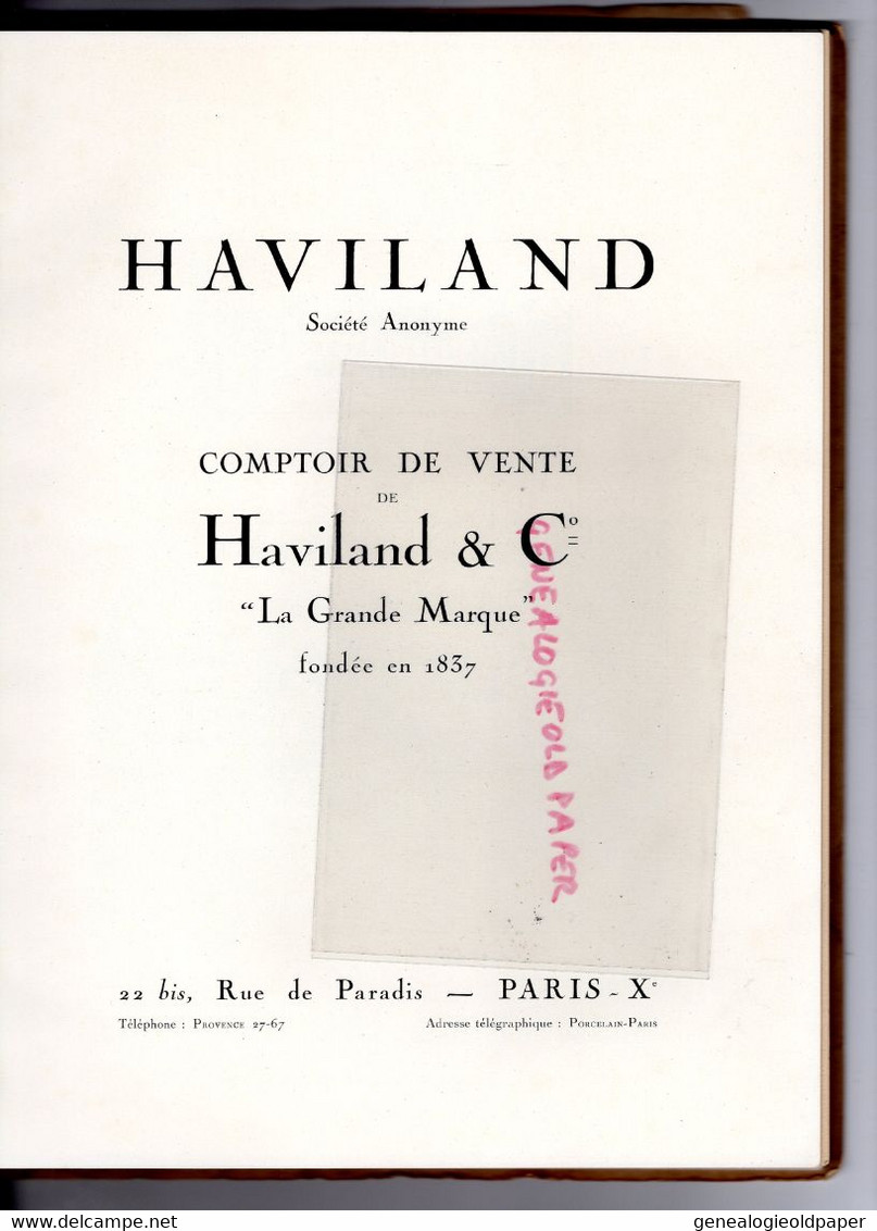 87- LIMOGES- TRES RARE LIVRE HAVILAND PORCELAINE -CATALOGUE DE FORMES 1927- DERBY-DEAUVILLE-TROUVILLE-RANSON - Limousin