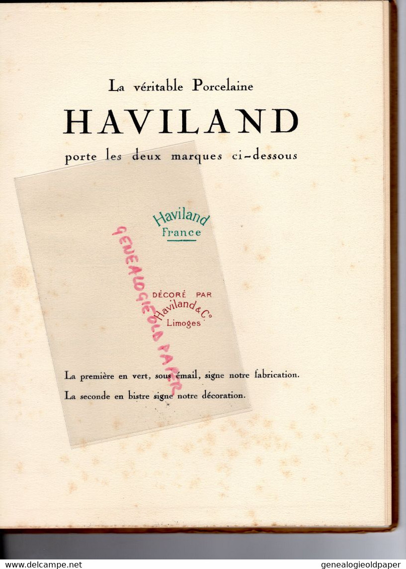 87- LIMOGES- TRES RARE LIVRE HAVILAND PORCELAINE -CATALOGUE DE FORMES 1927- DERBY-DEAUVILLE-TROUVILLE-RANSON