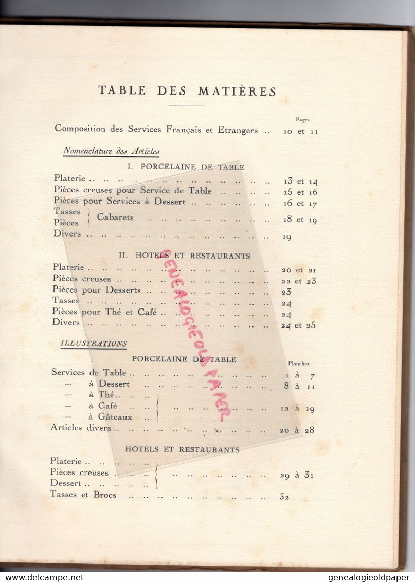 87- LIMOGES- TRES RARE LIVRE HAVILAND PORCELAINE -CATALOGUE DE FORMES 1927- DERBY-DEAUVILLE-TROUVILLE-RANSON