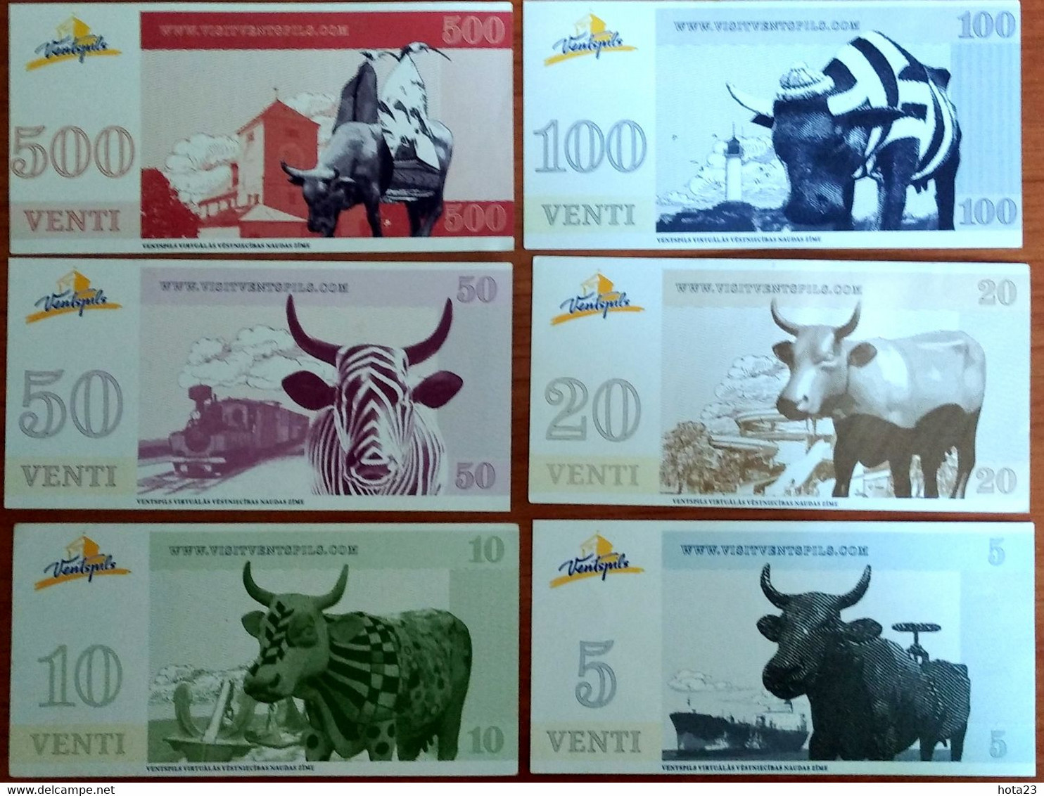 (!)  Venti LATVIA Local Currency Venspils City,cow,lighthouse,ship,train Full Set Unc Notes 2011 Year - Lettonie