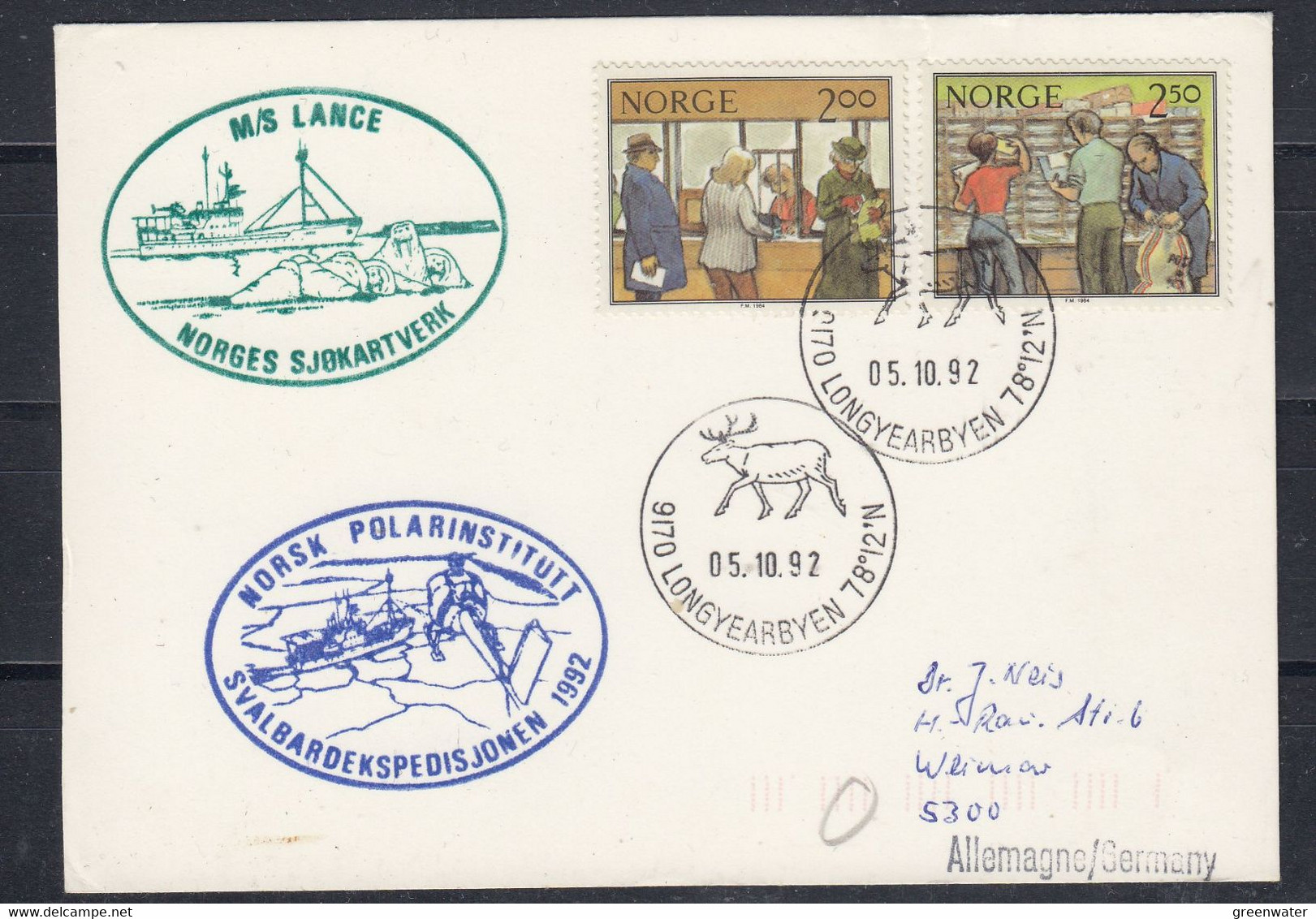 Norway Spitzbergen 1992 Cover Norske Svalbardekspedisonen  '92 Ca Longyearbyen 5.10.92 (57386) - Briefe U. Dokumente