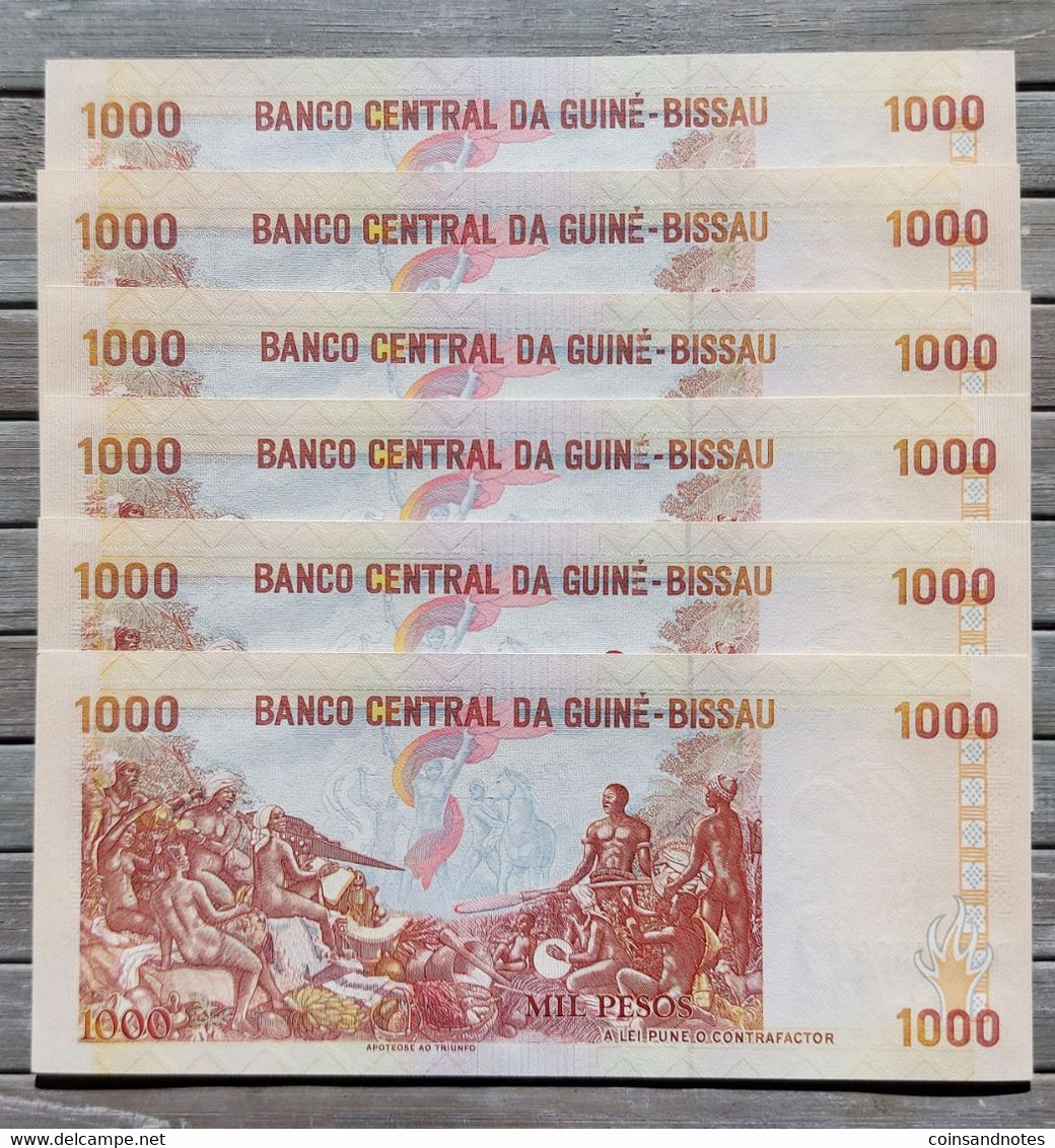 Guinea-Bissau 1993 - 6 X 1000 Pesos (Banco Central) - Nrs DD 844295/300 - P# 13 -  UNC - Guinea–Bissau