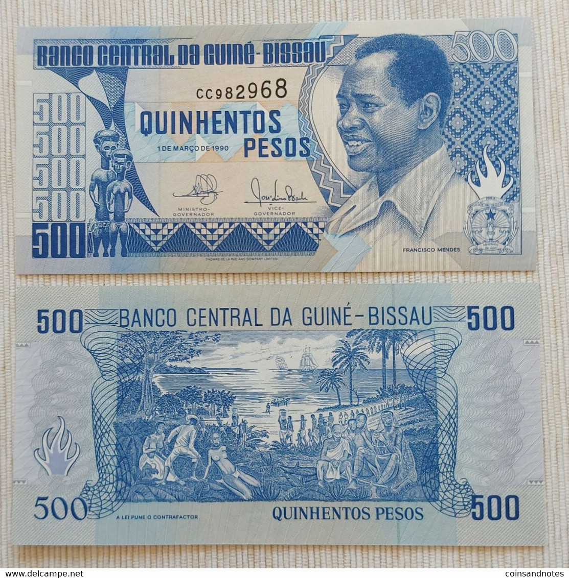 Guinea-Bissau 1990 - 500 Pesos (Banco Central) - Nr CC 982968 - P# 12 - UNC - Guinea–Bissau