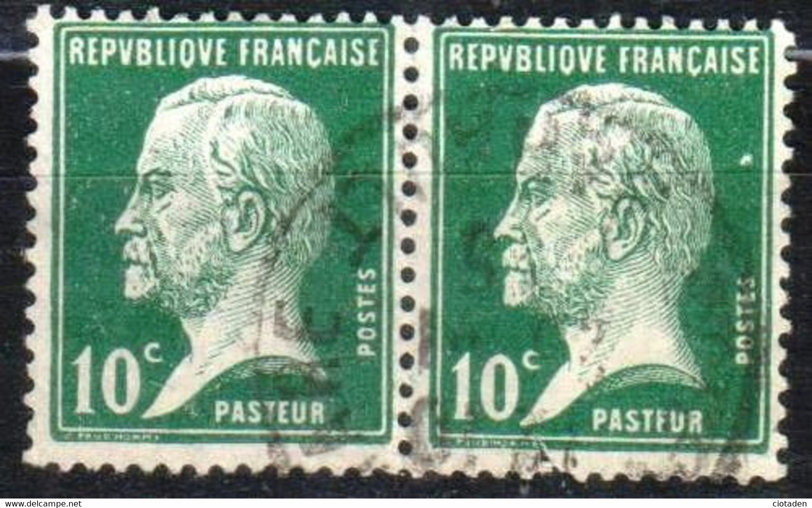 Pasteur - 10c Vert - 1923-26  - YT170 - Variété Sur Un Timbre - Gebraucht