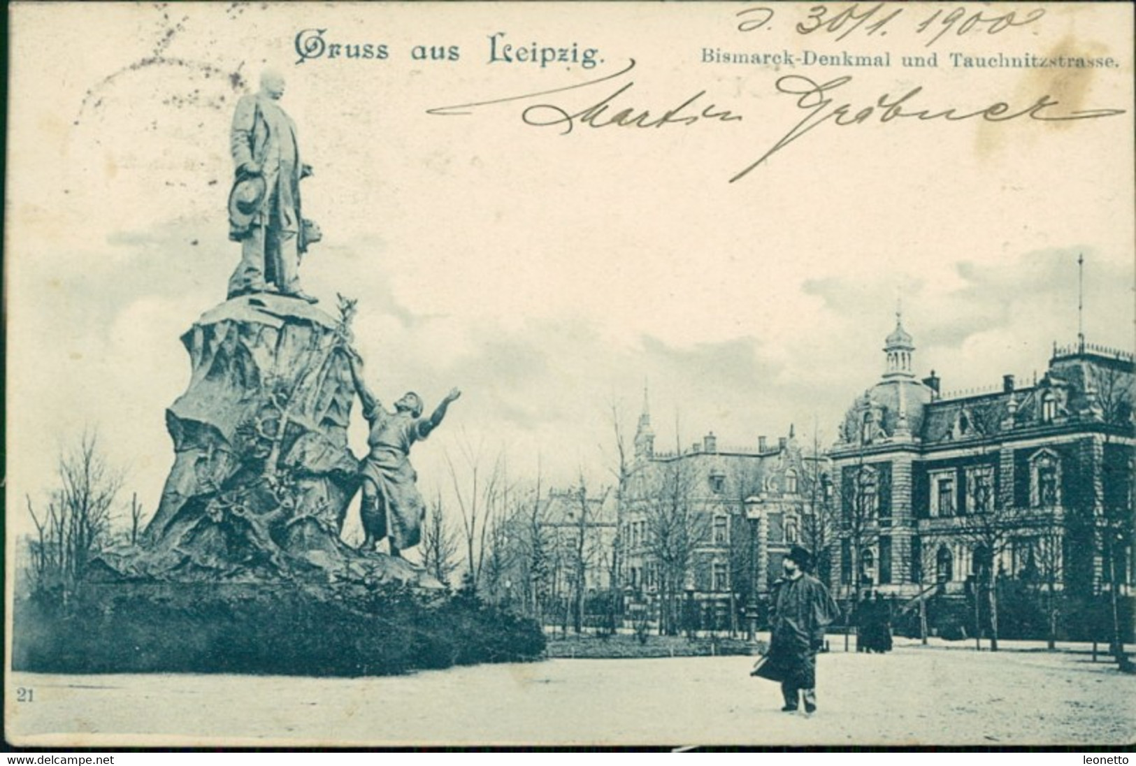 AK Leipzig Bismarck-Denkmal Und Tauchnitzstrasse (8-769) - Leipzig