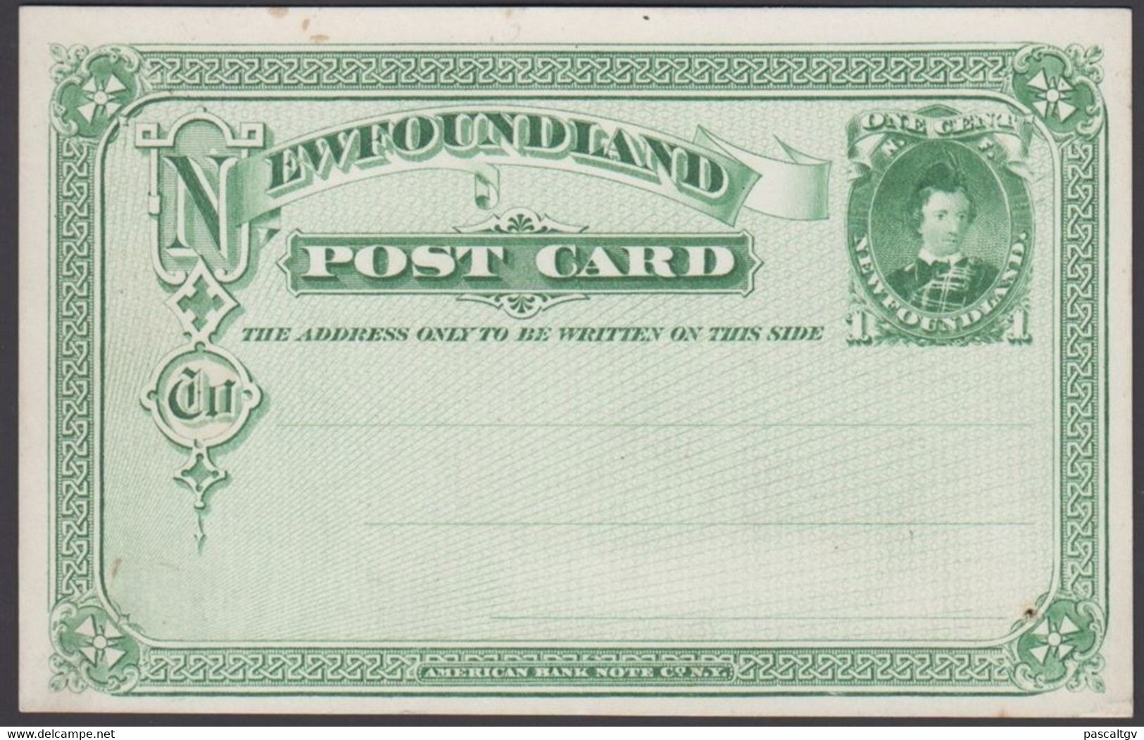 F - CANADA - * NEWFOUNDLAND - Postal Stationery "AMERICAN BANK NOTE C°.N.Y." * - Enteros Postales