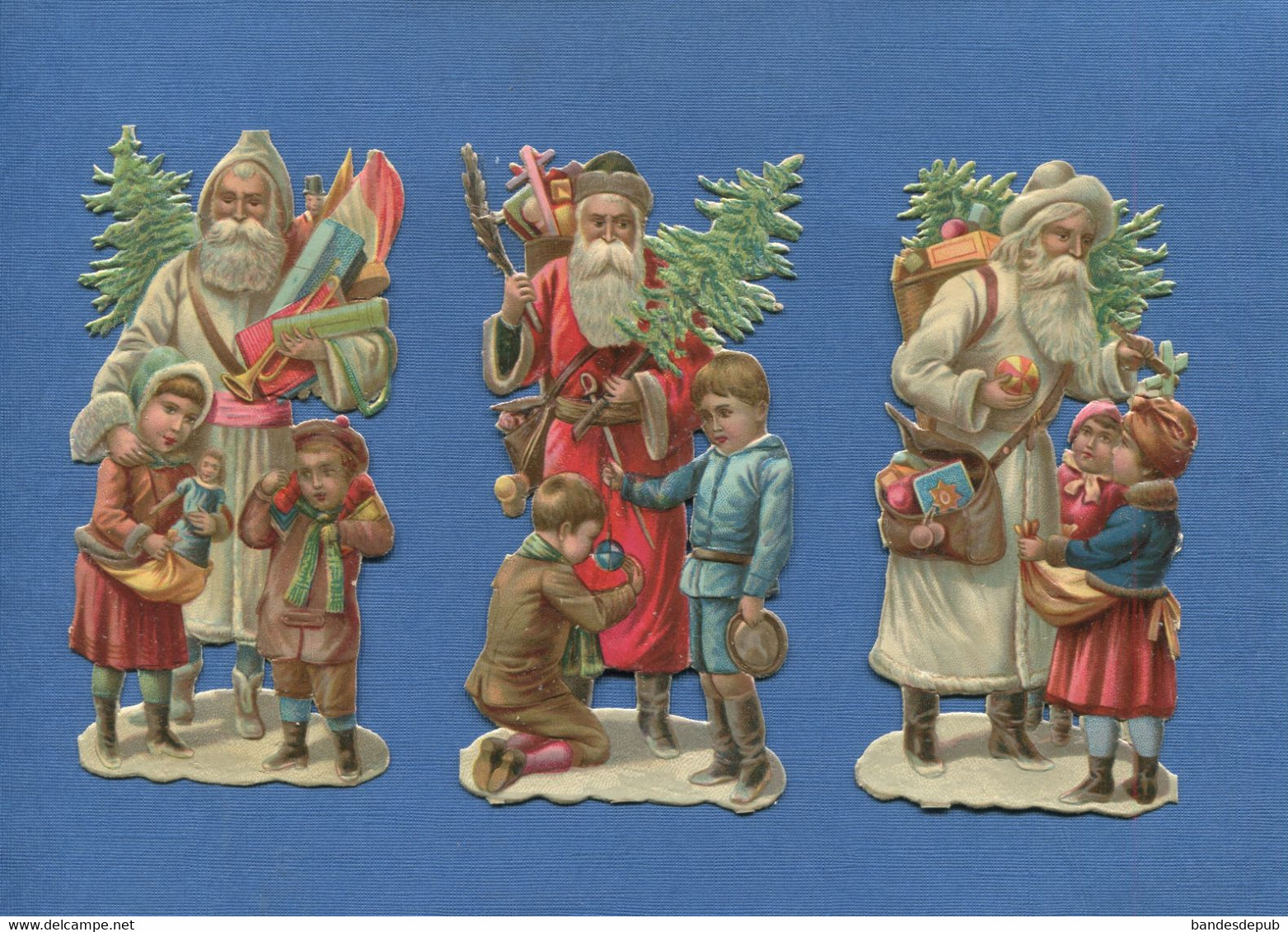 Bel Ensemble 3 PERES NOEL PAPA NOEL PERE Sapin Enfants Jouets  Gaufrés Brillants 10 Cm - Motiv 'Weihnachten'