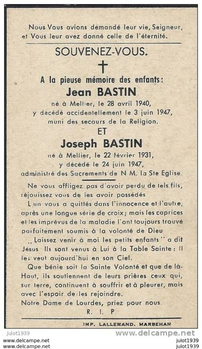 MELLIER ..-- LEGLISE ..-- Mr Jean BASTIN , 1940 , Accident , 1947 ..-- Mr Joseph BASTIN , 1931 , 1947 . - Leglise