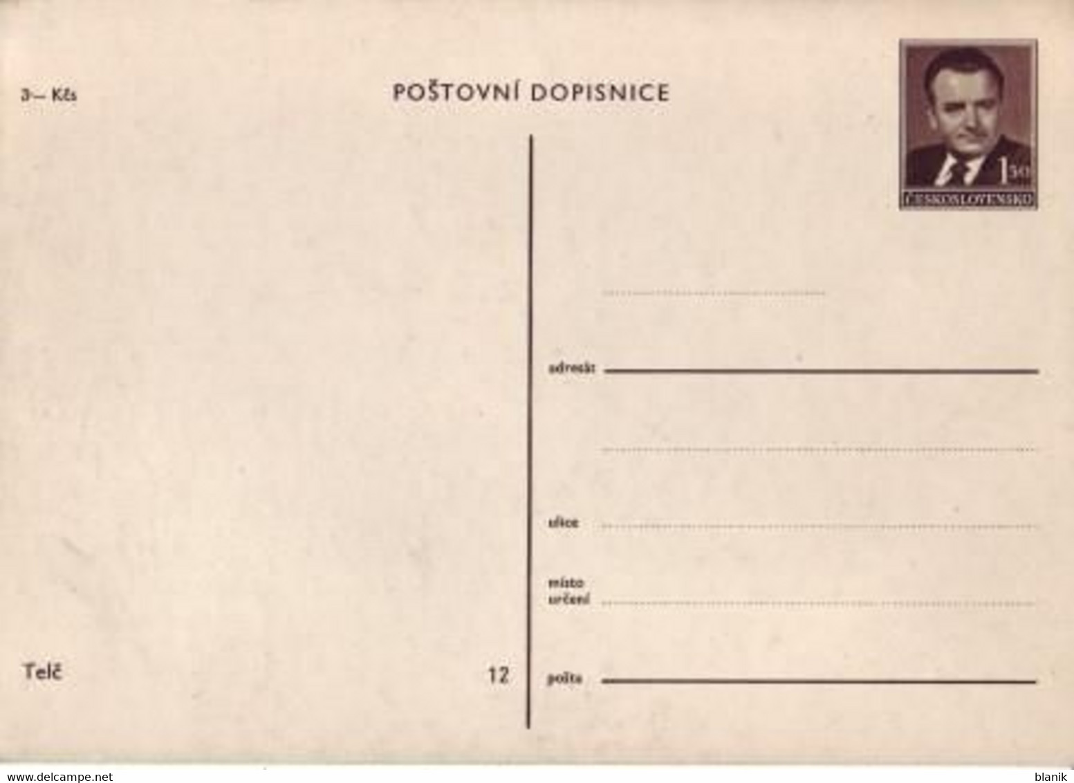 CPH 001 / 12 ** - Bildpostkarte - Teltsch - 1949 / Telč - Unclassified