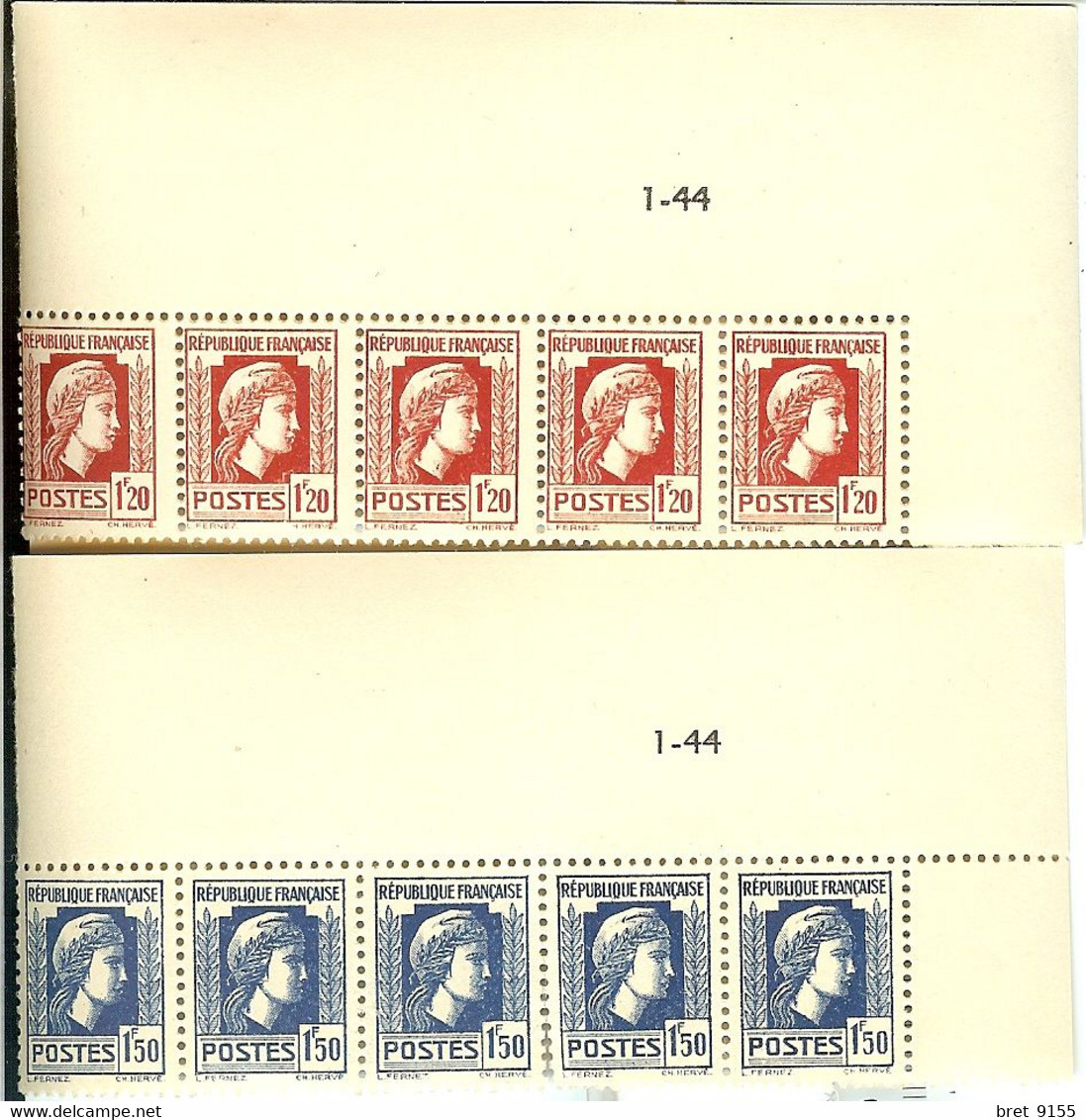 SERIE D ALGER COQ ET MARIANNE PAR BANDE DE 5 FRANCE LOTS DE 85 TIMBRES NEUFS** - Ongebruikt