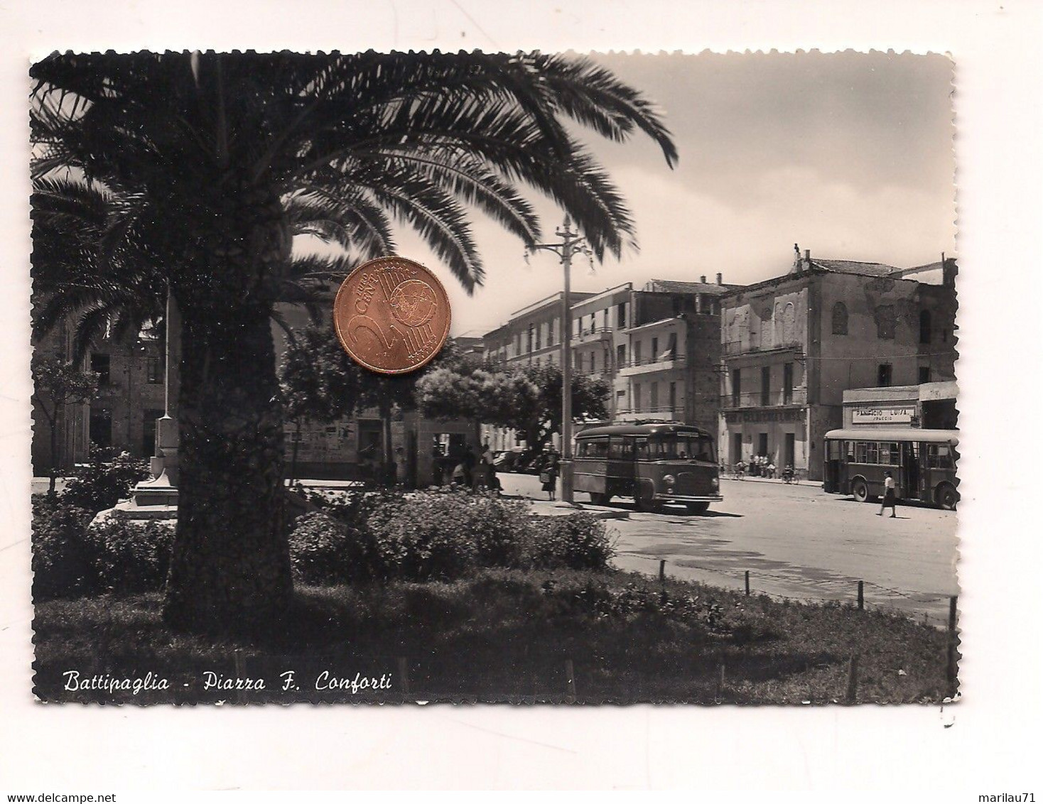 MM1255 Campania BATTIPAGLIA Salerno 1950 Viaggiata BUS CORRIERA Francobollo Tolto - Battipaglia