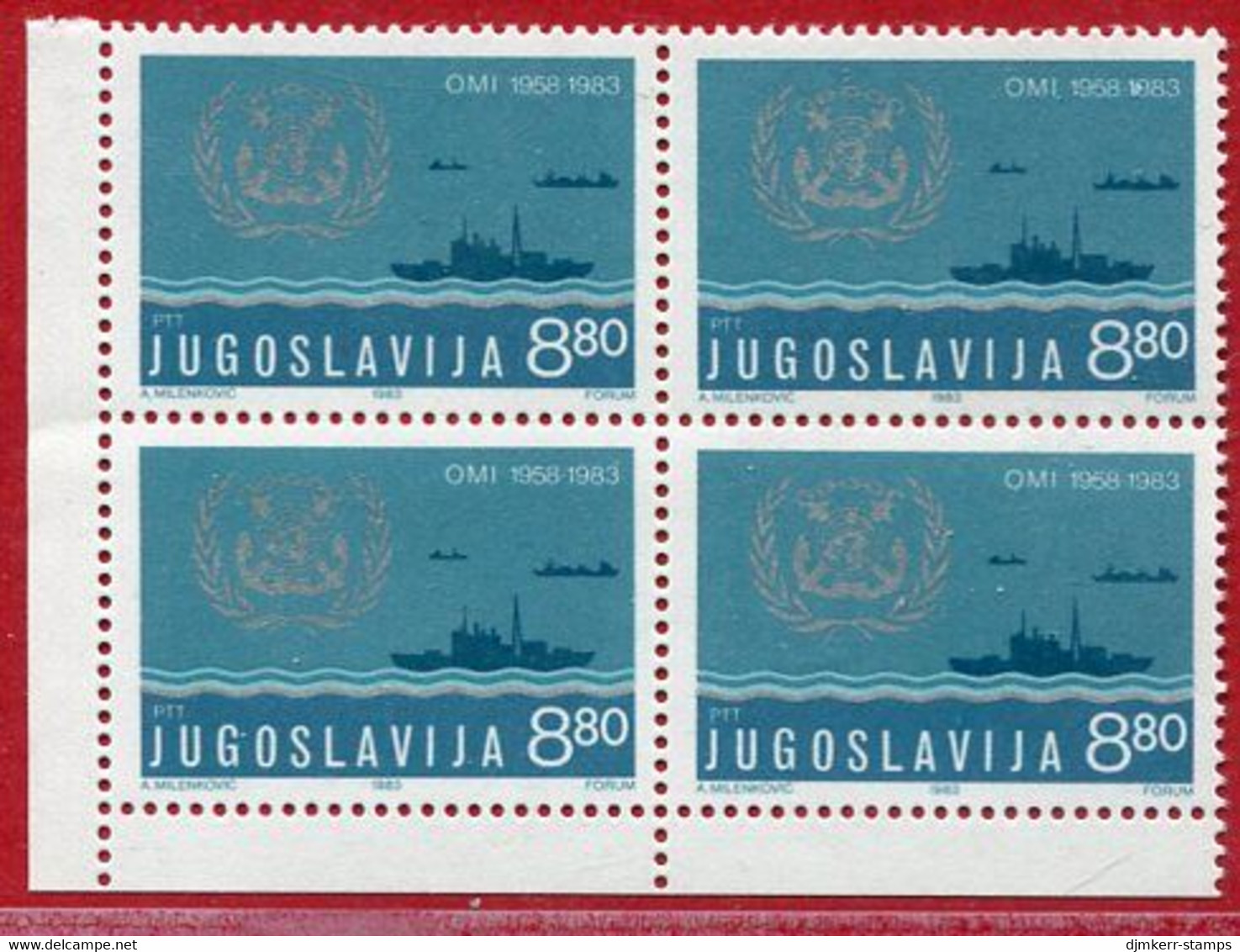 YUGOSLAVIA 1983 International Maritime Organisation Block Of 4 MNH / **.  Michel 1976 - Nuevos