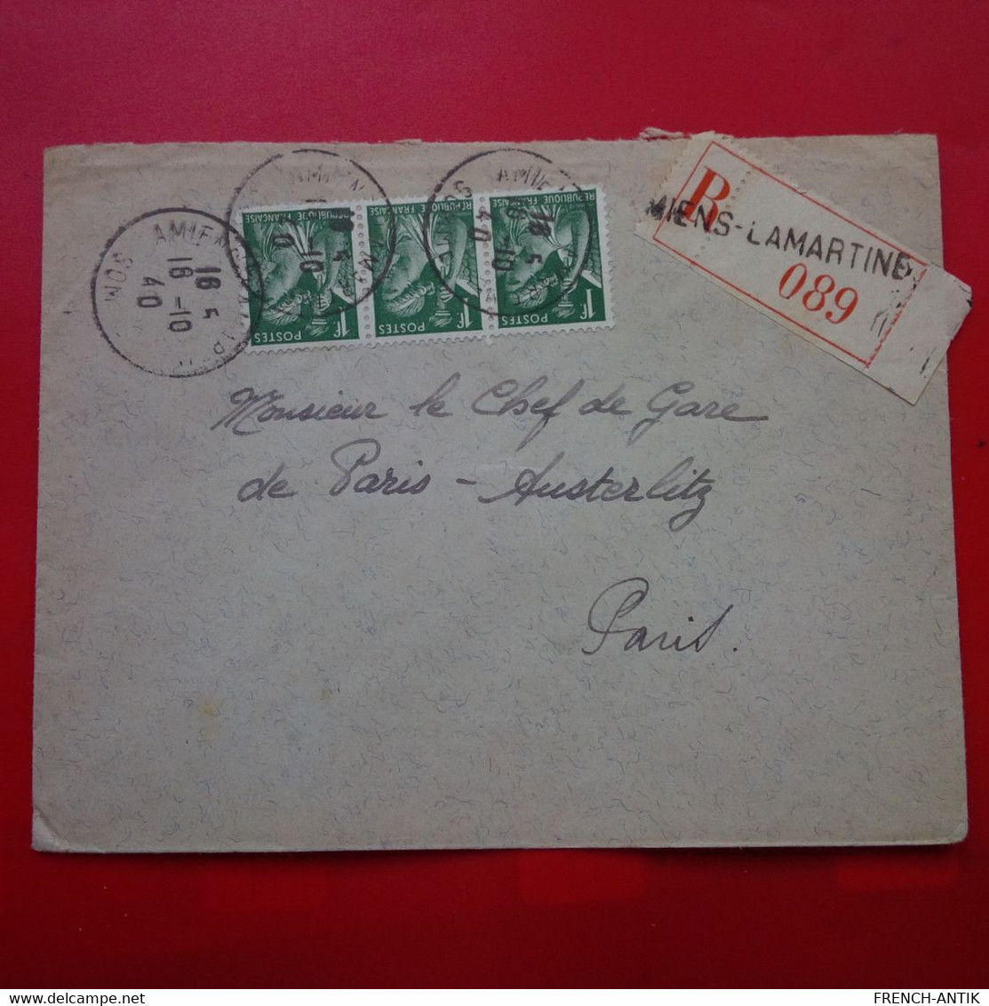 LETTRE RECOMMANDE AMIENS POUR PARIS - Storia Postale