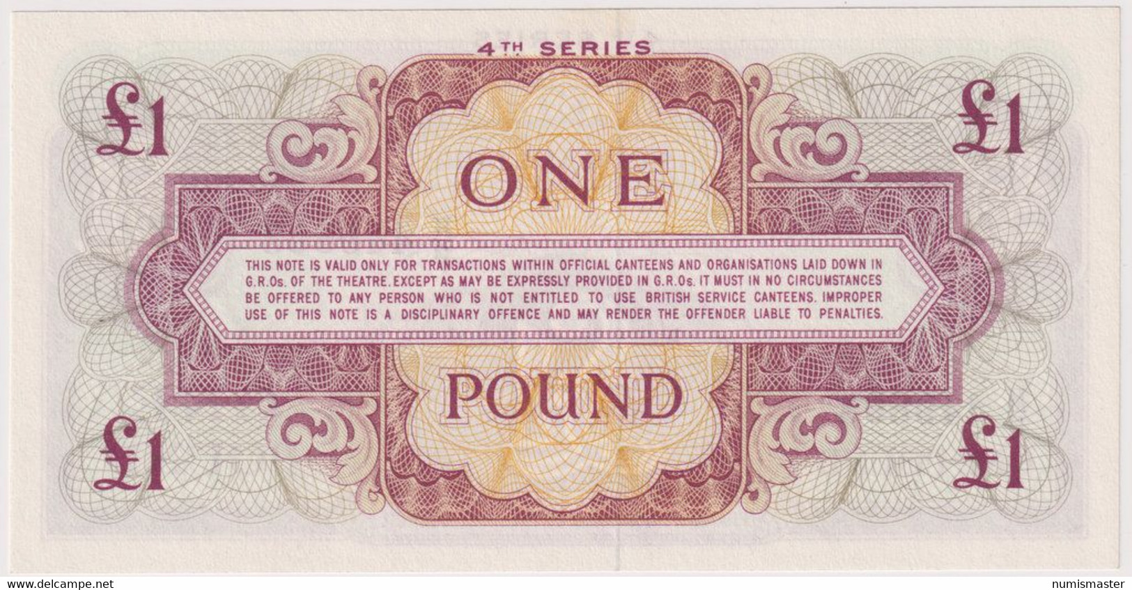 BRITISH ARMED FORCE , 1 POUND 4th SERIES ( 1962) - British Armed Forces & Special Vouchers