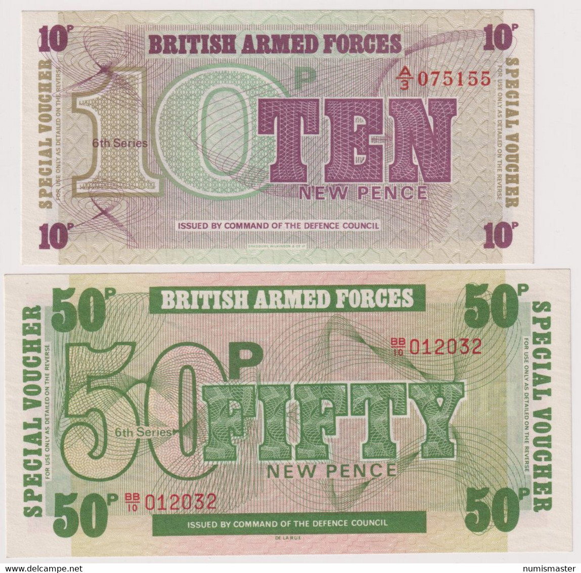 BRITISH ARMED FORCE , 10 & 50 PENCE 6th SERIES - British Armed Forces & Special Vouchers