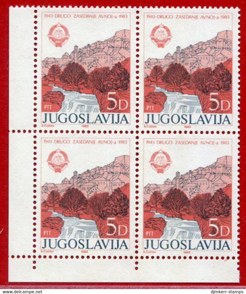 YUGOSLAVIA 1983 AVNOJ Anniversary Block Of 4 MNH / **.  Michel 2019 - Nuevos