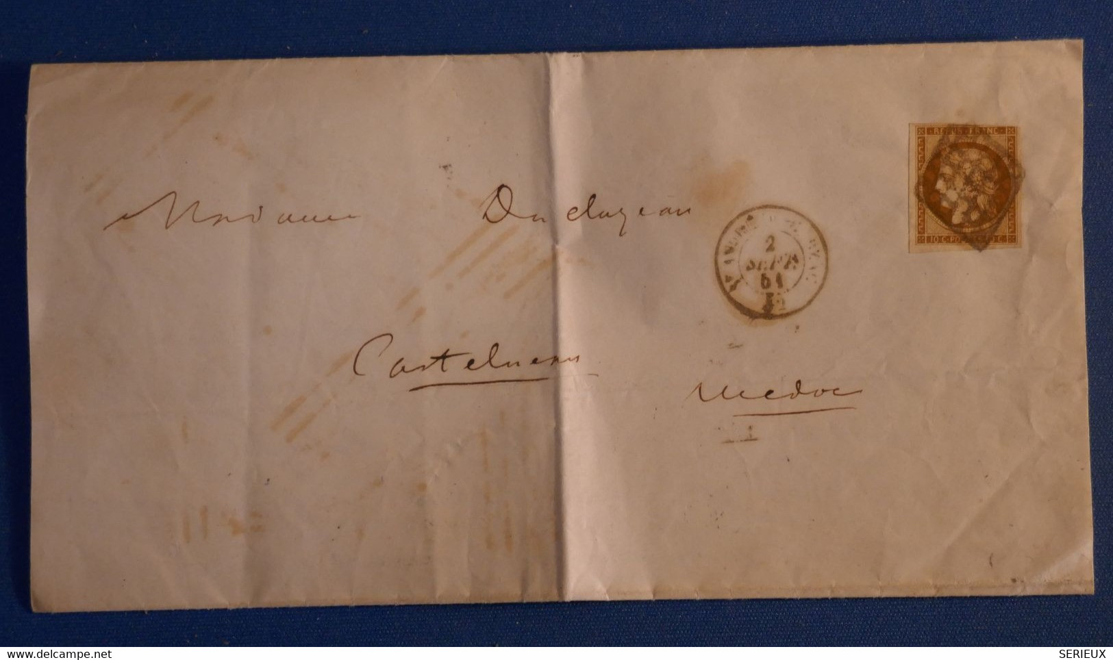 R1 FRANCE BELLE LETTRE RARE 1851 POUR CASTELNAU + N°1 + AFFRANCHISSEMENT INTERESSANT - 1849-1850 Ceres