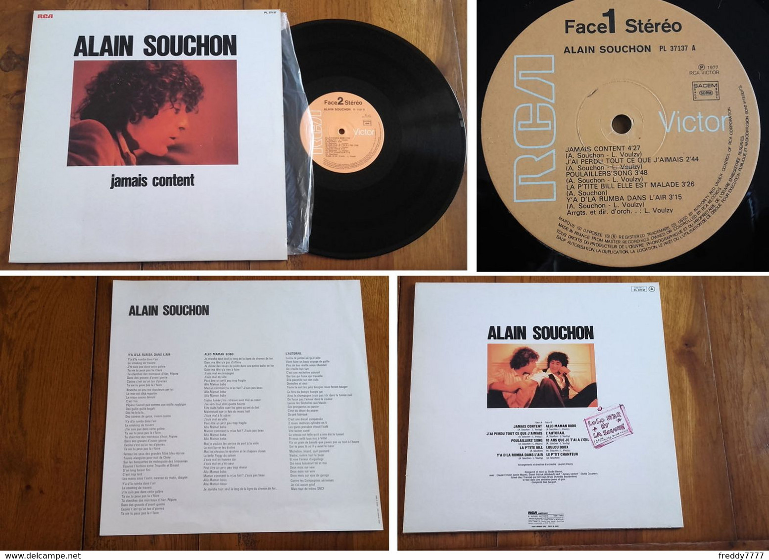 RARE French LP 33t RPM (12") ALAIN SOUCHON (w/ Lyrics, Laurent Voulzy, 1977) - Verzameluitgaven