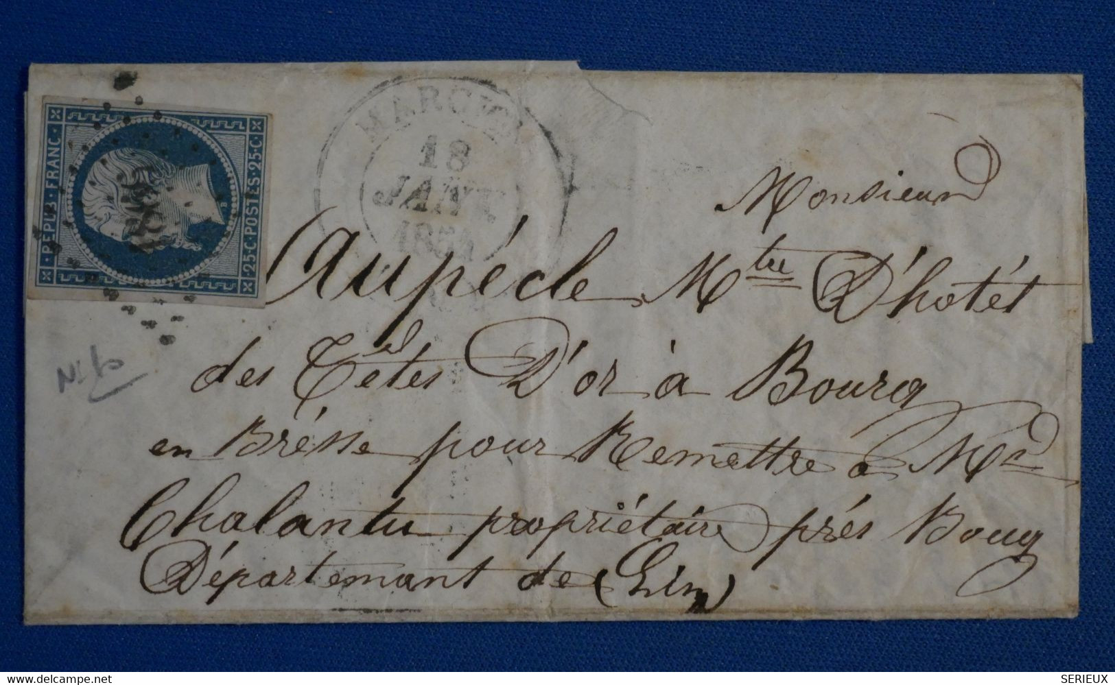 U16 FRANCE BELLE LETTRE 1855 MARCHEM POUR CHALANTU + N 10 . +AFFRANCHISSEMENT INTERESSANT - 1852 Louis-Napoleon