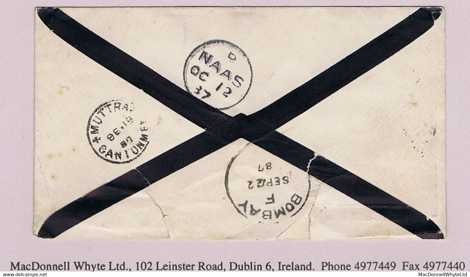 Ireland Military Kildare India 1887 Soldier's Letter, Mourning Envelope 3rd Dragoon Guards At Muttra To Millicent Naas - Altri & Non Classificati