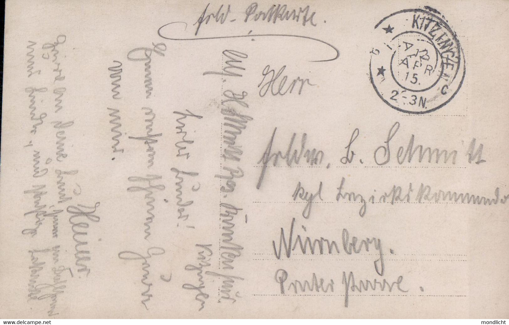 Kitzingen, Krankenhaus. Feldpost 1915. - Kitzingen