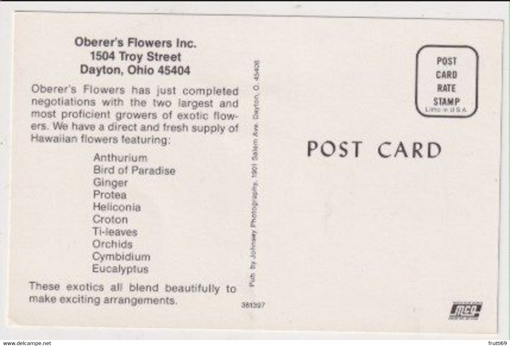 AK 018692 USA - Ohio - Dayton - Oberer's Flowers Inc. - Dayton