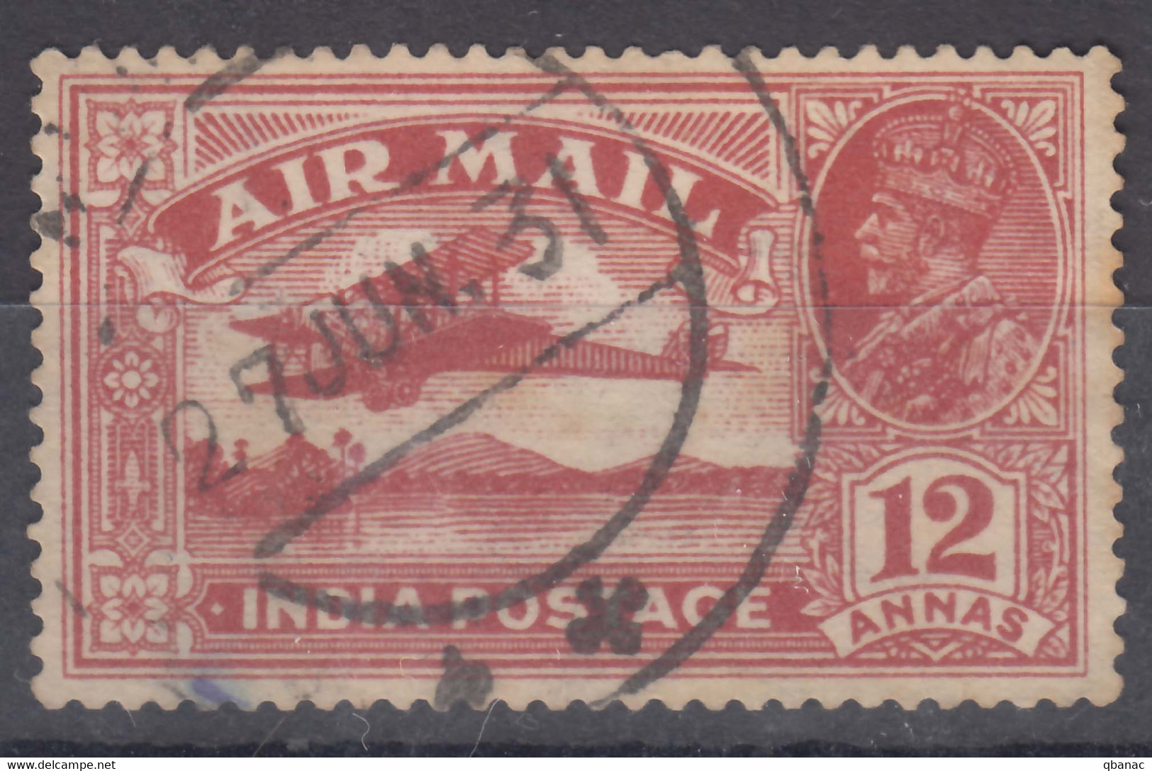 India 1929 Airmail Mi#123 Used - 1911-35 King George V