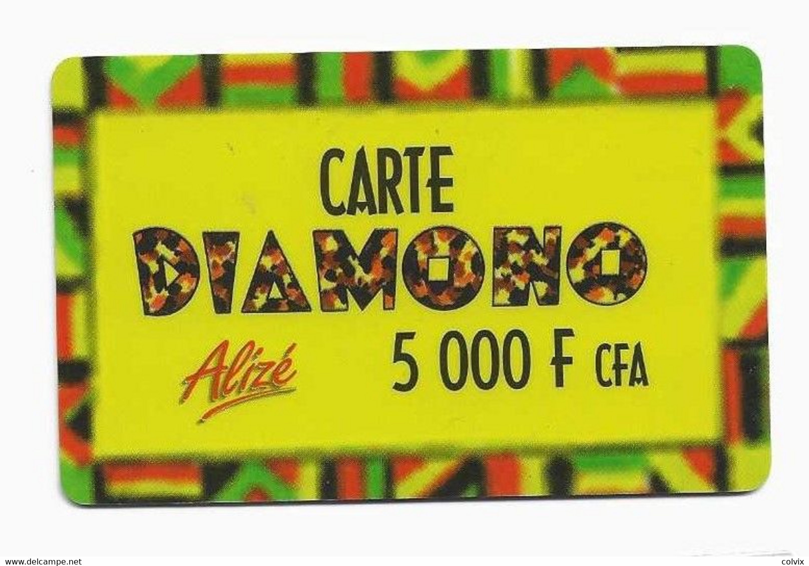 SENEGAL CARTE DIAMONO ALIZE 5 000 FCFA  Au Verso GROS N° Laser 0 Non Barré Sur Le Coté Droit - Sénégal