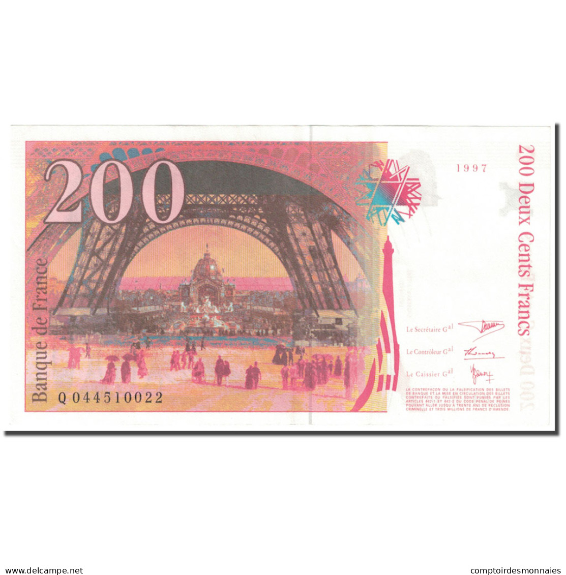 France, 200 Francs, Eiffel, 1997, NEUF, Fayette:75.04b, KM:159b - 200 F 1995-1999 ''Eiffel''