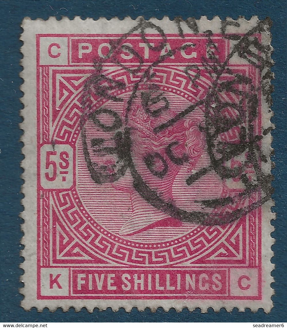 Grande Bretagne 1883 N°87 Obl,  5 Shilling Rose Sur Papier Blanc TTB Signé Calves - Oblitérés