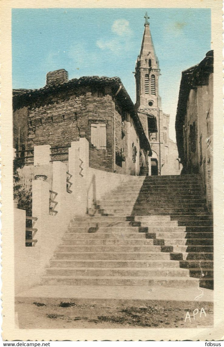 1930 Monclar-de-Quercy   Vieille Rue Et Clocher  - Ed APA Poux Albi - Kaart Naar Brugge Komvest - Montclar De Quercy